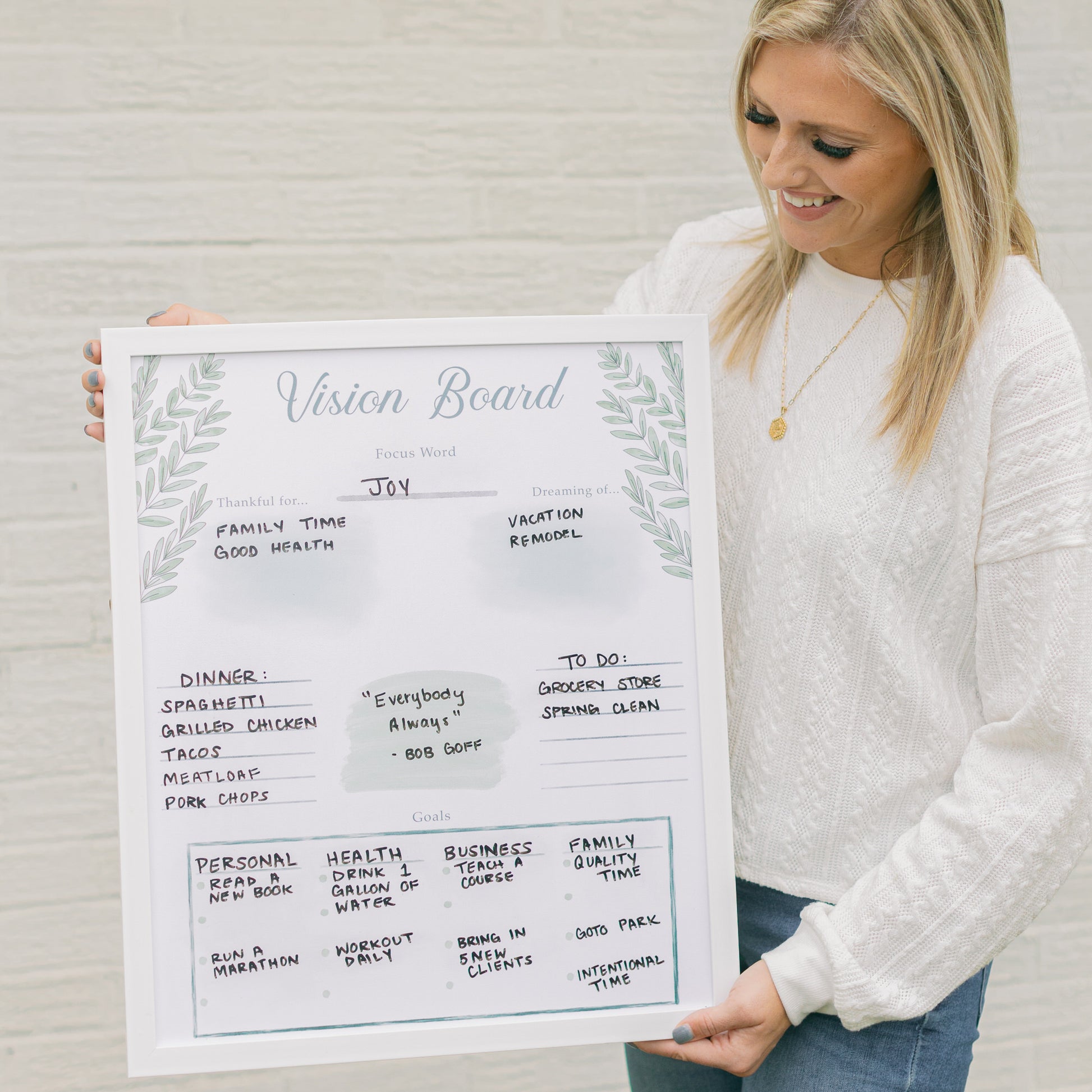 Dry Erase Vision Board - Framed Dream Vision Board Wall Planner with  Beautiful Watercolor Content Blocks – Use Goal Board Section to Track  Goals! This Personal Whiteboard Planner is 17.5x21 : Buy